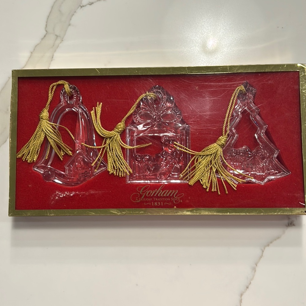Gorham crystal Christmas ornaments - 
Set of 3